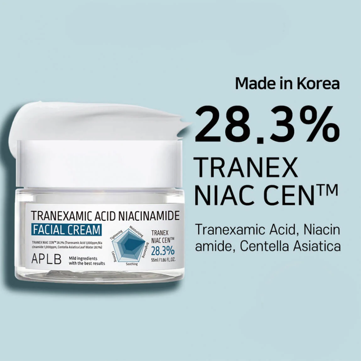 APLB-Tranexamic-Acid-Niacinamide-Facial-Cream-55ml-40236674973995 APLB TRANEXAMIC ACID NIACINAMIDE FACIAL CREAM 28.3% 55ML - Image 1