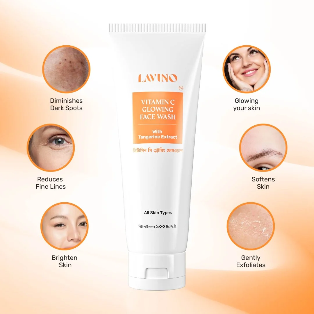 lavino-vitamin-c-face-wash-with-tangerine-extract-3 LAVINO vitamin c golwing face wash 100ml - Image 1